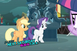 Size: 858x574 | Tagged: safe, screencap, applejack, rarity, twilight sparkle, g4, magic duel