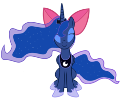 Size: 918x740 | Tagged: dead source, safe, princess luna, g4, apple bloom's bow, bow, cute, female, hair bow, lunabetes, simple background, solo, transparent background, vector