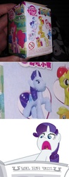 Size: 435x1113 | Tagged: safe, rarity, pony, unicorn, g4, ponyville confidential, blind bag, chinese, female, horn, i'll destroy her, image macro, irl, mare, meme, open mouth, photo, toy