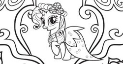 Size: 256x133 | Tagged: safe, rarity, g4, official, female, lineart, monochrome, solo