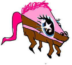 Size: 600x544 | Tagged: safe, artist:ilovemlpbut-t, pinkie pie, oc, oc only, food pony, original species, 1000 years in photoshop, cake, female, food, not salmon, op is on drugs, pun, simple background, solo, species swap, stylistic suck, this isn't even my final form, wat, what has magic done, what has science done, white background