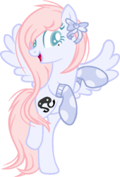 Size: 541x796 | Tagged: dead source, safe, artist:after-school, oc, oc only, oc:art thief, pegasus, pony, base used, bow, clothes, female, hair bow, mare, open mouth, open smile, pegasus oc, simple background, smiling, socks, solo, transparent background