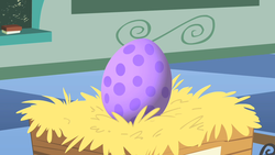 Size: 1280x720 | Tagged: safe, screencap, spike, g4, the cutie mark chronicles, dragon egg, egg, hay, no pony, spike's egg