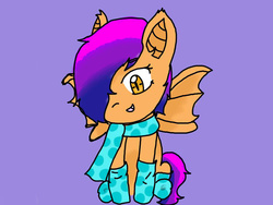 Size: 960x720 | Tagged: safe, oc, oc only, oc:jam, bat pony, clothes, cute, girly, scarf, socks