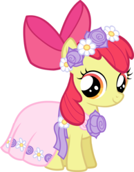 Size: 2193x2831 | Tagged: safe, apple bloom, a canterlot wedding, g4, official, castle creator, clothes, dress, female, flower filly, high res, simple background, solo, transparent background, vector