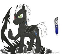Size: 3507x2550 | Tagged: safe, artist:caine, oc, oc only, oc:nevermore, bat pony, pony, high res, knife, solo