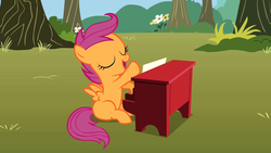 Size: 1280x720 | Tagged: safe, screencap, scootaloo, g4, the show stoppers, female, musical instrument, piano, solo