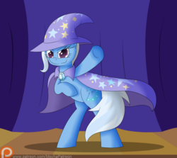 Size: 1400x1250 | Tagged: safe, artist:mechanized515, trixie, pony, unicorn, g4, clothes, female, looking at you, mare, patreon, solo, stage