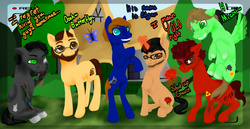 Size: 1024x528 | Tagged: safe, artist:lightningarora, oc, oc only, ask mlp achievement hunter crew, achievement hunter, ask, camcorder, gavin free, geoff ramsey, jack pattillo, lp, male, michael jones, ray narvaez jr, recording, rooster teeth, ryan haywood, tumblr, video game