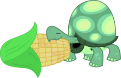 Size: 3556x2298 | Tagged: safe, artist:porygon2z, tank, tortoise, g4, corn, eating, food, herbivore, high res, male, simple background, solo, transparent background, vector