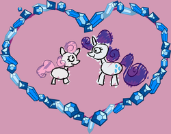 Size: 900x710 | Tagged: safe, rarity, sweetie belle, g4, heart, jewels