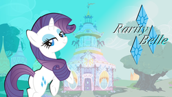 Size: 1024x576 | Tagged: safe, artist:purezparity, rarity, g4, bedroom eyes, carousel boutique, female, looking at you, solo, tree, wallpaper