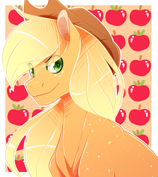 Size: 1024x1141 | Tagged: safe, artist:samandriilrf, applejack, g4, bust, colored pupils, female, muscles, smiling, solo