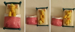 Size: 4552x1992 | Tagged: safe, applejack, g4, bed, blanket, blind bag, cute, female, irl, jackabetes, photo, sleeping, sweet apple acres, that pony sure does love apples, toy