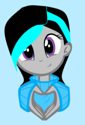 Size: 1024x1504 | Tagged: safe, artist:snowybuttz, oc, oc only, oc:snowball, equestria girls, g4, base used, clothes, cute, hand, heart, looking at you, ms paint, simple background, solo, sweater