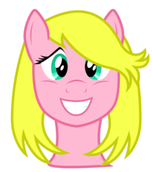 Size: 3936x4450 | Tagged: dead source, safe, artist:afterman, oc, oc only, oc:connie amore, bust, forced, gritted teeth, portrait, simple background, smiling, solo, teeth, transparent background