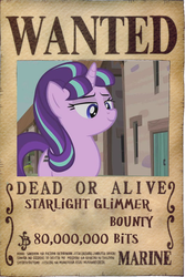 Size: 765x1147 | Tagged: safe, artist:lightdegel, starlight glimmer, g4, one piece, wanted, wanted poster