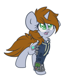 Size: 1597x1600 | Tagged: safe, artist:starlightlore, oc, oc only, oc:littlepip, pony, unicorn, fallout equestria, clothes, cute, fallout, fanfic, fanfic art, female, hooves, horn, jumpsuit, mare, open mouth, pipabetes, pipbuck, simple background, solo, teeth, transparent background, vault suit