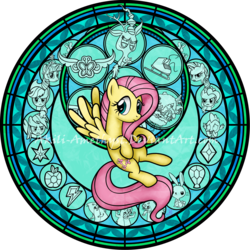 Size: 2100x2100 | Tagged: safe, artist:akili-amethyst, angel bunny, applejack, discord, fluttershy, pinkie pie, rainbow dash, rarity, spike, twilight sparkle, g4, elements of harmony, high res, mane seven, mane six, stained glass