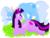 Size: 511x393 | Tagged: safe, artist:bigslappy, artist:dpdtrixie, trixie, twilight sparkle, alicorn, pony, g4, bedroom eyes, blushing, female, lesbian, mare, prone, ship:twixie, shipping, smiling, twilight sparkle (alicorn)