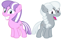 Size: 6543x4103 | Tagged: safe, artist:kuren247, diamond tiara, silver spoon, g4, the cutie map, absurd resolution, bad end, creepy, equal cutie mark, equalized, grin, simple background, smiling, transparent background, vector
