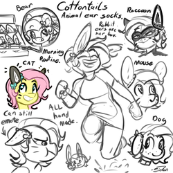 Size: 1200x1200 | Tagged: safe, artist:siden, fluttershy, oc, oc:cottontail, anthro, ultimare universe, g4, alternate universe, animal ears, clothes, cosplay