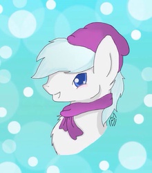 Size: 845x960 | Tagged: safe, artist:serenity, double diamond, g4, 15 minute art challenge, beanie, blushing, chest fluff, clothes, cute, hat, looking at you, male, portrait, scarf, solo