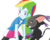 Size: 400x320 | Tagged: safe, artist:ultra-shounen-kai-z, rainbow dash, cat, gatomon, equestria girls, g4, anime, blackgatomon, crossover, digimon, duo, female, simple background, white background