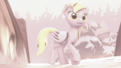 Size: 3840x2160 | Tagged: safe, artist:gergta, derpy hooves, pegasus, pony, g4, 3d, female, high res, mare, snow, solo, source filmmaker, winter