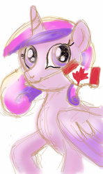 Size: 717x1215 | Tagged: safe, artist:kuromi, princess cadance, g4, canada day, female, flag, mouth hold, solo, teen princess cadance