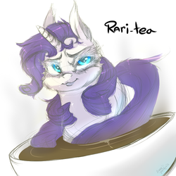 Size: 800x800 | Tagged: safe, artist:lunarmarshmallow, derpibooru exclusive, rarity, g4, pun, raritea, tea, teacup