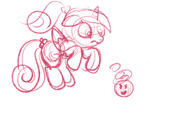 Size: 500x333 | Tagged: safe, artist:kuromi, princess cadance, g4, female, monochrome, onion, sketch, solo, teen princess cadance