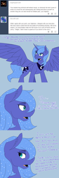 Size: 1024x3046 | Tagged: safe, artist:tlatophat, princess luna, alicorn, pony, g4, alternate hairstyle, alternate universe, ask, comic, female, missing horn, s1 luna, sketchbook twilight, solo, tumblr