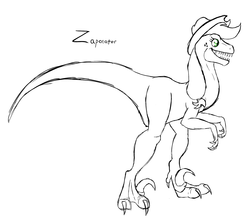 Size: 1789x1571 | Tagged: safe, artist:zaponator, applejack, dinosaur, velociraptor, g4, dinosaurified, female, sketch, solo