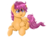 Size: 454x340 | Tagged: safe, artist:baffleddingo, scootaloo, g4, :o, female, frown, looking up, messy mane, open mouth, prone, simple background, solo, transparent background