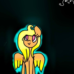 Size: 1024x1024 | Tagged: safe, artist:wolvesstar97, oc, oc only, oc:blue lightning, pegasus, pony, black background, female, looking up, mare, pegasus oc, pink eyes, simple background, solo, wings