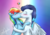 Size: 1013x708 | Tagged: safe, artist:galopade, rainbow dash, soarin', g4, blushing, female, heart, hug, kissing, male, ship:soarindash, shipping, straight