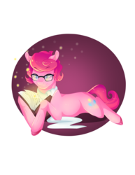 Size: 1024x1325 | Tagged: safe, artist:samandriilrf, pinkie pie, g4, book, bubble berry, clothes, glasses, rule 63, scarf, solo