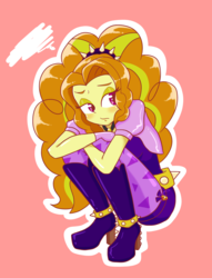 Size: 1800x2350 | Tagged: safe, artist:minami_um, adagio dazzle, equestria girls, g4, blushing, boots, clothes, female, pixiv, red background, shoes, simple background, solo