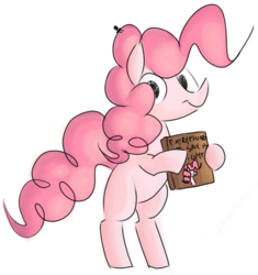 Size: 772x821 | Tagged: safe, artist:hattsy, pinkie pie, earth pony, pony, g4, bipedal, book, female, simple background, solo, standing, white background