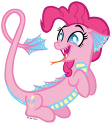 Size: 2496x2810 | Tagged: safe, artist:missitofu, pinkie pie, dragon, sea dragon, g4, dragonified, female, pinkiedragon, simple background, solo, species swap, transparent background