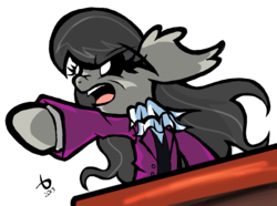 Size: 1947x1449 | Tagged: safe, artist:bronycurious, octavia melody, g4, ace attorney, female, miles edgeworth, objection, parody, simple background, solo, transparent background