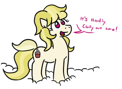 Size: 856x630 | Tagged: safe, artist:jargon scott, march gustysnows, earth pony, pony, g4, dialogue, female, mare, snow, solo