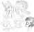 Size: 800x752 | Tagged: safe, artist:jovalic, fluttershy, king sombra, pinkie pie, princess luna, queen chrysalis, alicorn, earth pony, pony, unicorn, g4, monochrome, sketch, sketch dump