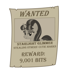 Size: 1001x1097 | Tagged: safe, artist:comfydove, starlight glimmer, g4, over 9000, wanted poster