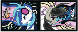 Size: 4631x1900 | Tagged: safe, artist:the-paper-pony, dj pon-3, octavia melody, vinyl scratch, g4, craft, papercraft, shadowbox