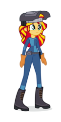 Size: 4000x8000 | Tagged: safe, artist:ivacatherianoid, sunset shimmer, equestria girls, g4, my little pony equestria girls: friendship games, absurd resolution, canterlot high, female, simple background, solo, sunset welder, transparent background, vector, welding mask, wondercolts