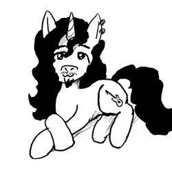 Size: 800x800 | Tagged: safe, artist:silence, oc, oc only, oc:silence, pony, dog pose, monochrome, ponified, prone, solo