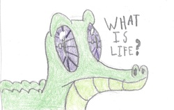 Size: 2763x1749 | Tagged: safe, artist:barryfrommars, gummy, alligator, reptile, g4, slice of life (episode), gummy the deep thinker, pencil drawing, traditional art