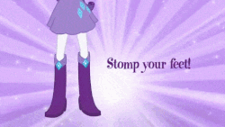 Size: 480x270 | Tagged: safe, screencap, rarity, equestria girls, g4, animated, boots, boots shot, clothes, eg stomp, feet, female, high heel boots, jewelry, legs, skirt, sunburst background